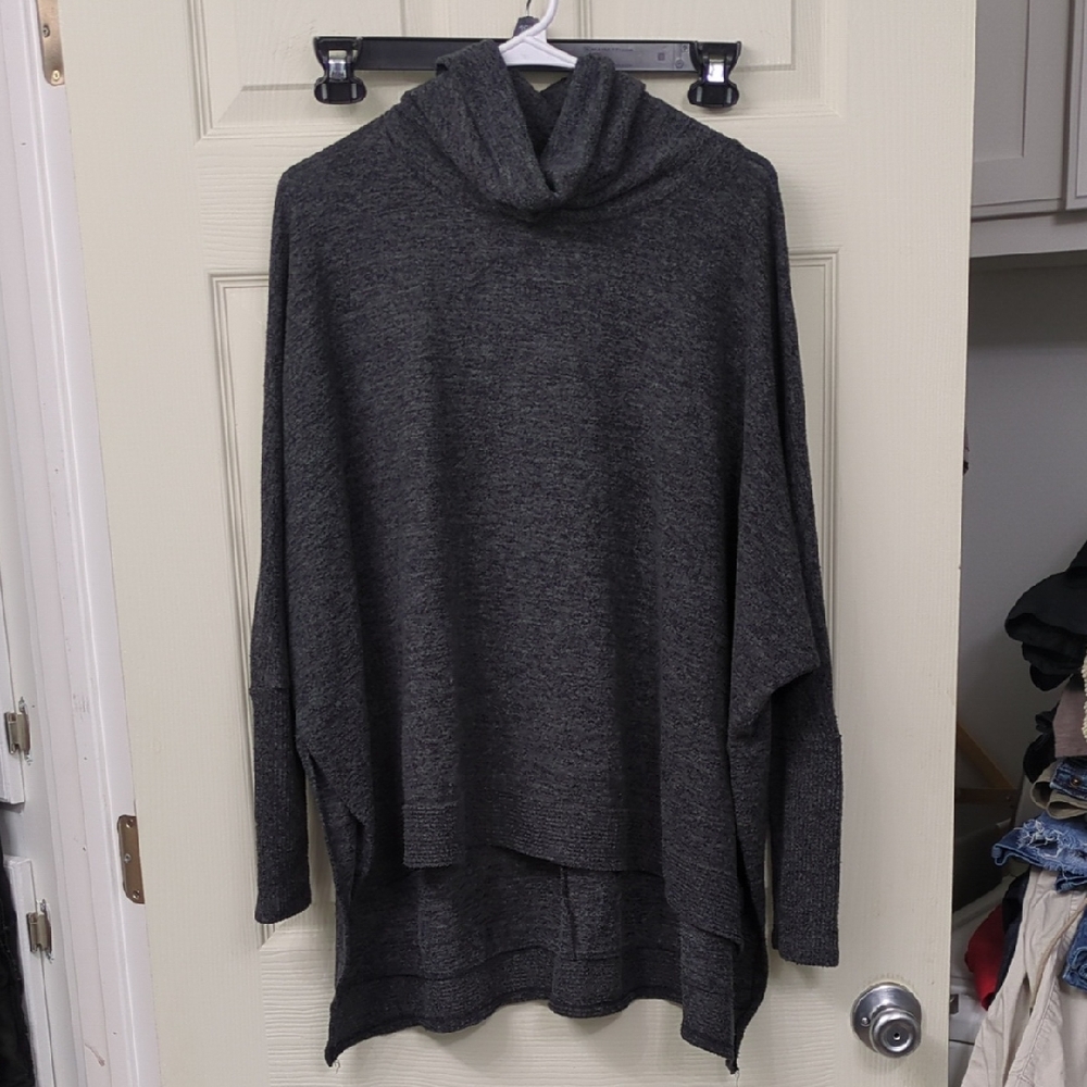 Zenana Outfitters Dark Gray Cowl Neck Sweater
